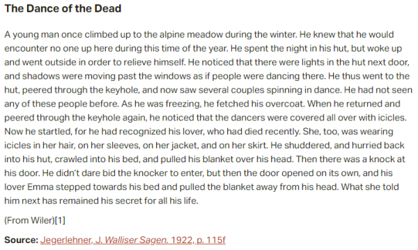German folk tale "The Dance of the Dead". Drop me a line if you want a machine-readable transc