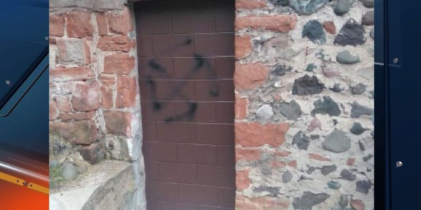 Photo of vandalism done at Temple Jacob in Hancock