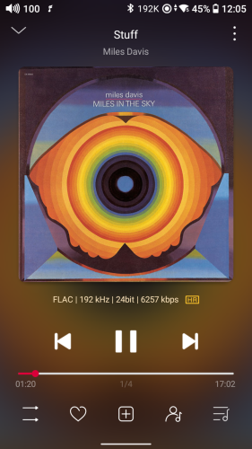 Screenshot of HiRes audio player with album cover showing something like a psychedelic, colorful rorschach test image. 