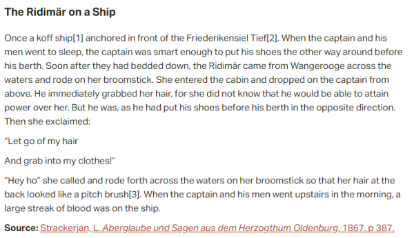 German folk tale "The Ridimär on a Ship". Drop me a line if you want a machine-readable transcript!