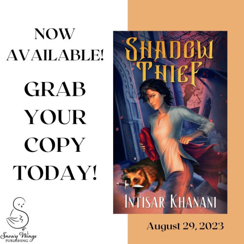 A graphic featuring the cover of Shadow Thief and the text "Now available! Grab your copy today!"