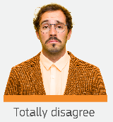 Sad guy dressed in orange with a "totally disagree" caption, that the Commission account has been using in its graphics 
