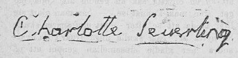 Image of the signature of Charlotte Seuerling, it is written in cursive.