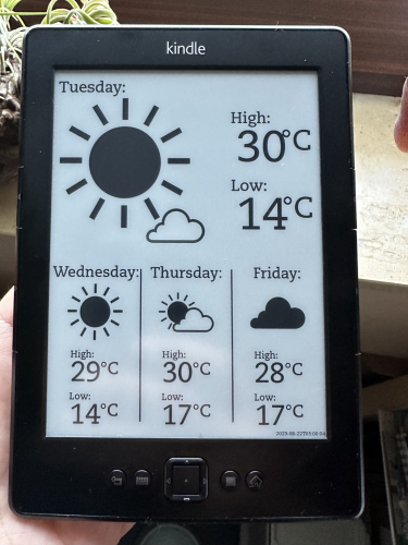Amazon Kindle eReader als Display für aktuelle Wetterlage 