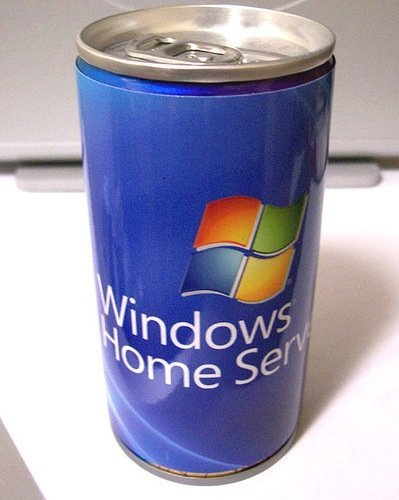 A can branded with the Windows Home Server logo