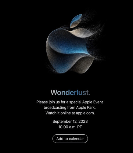 Screenshot of Apple Event which shows an animated Apple