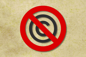 A copyright symbol overlaid with a slashed red circle: the no symbol.