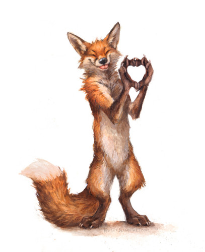 Anthro fox making the shape of a heart with his fingers