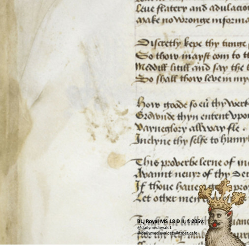 Paw prints on a medieval manuscript