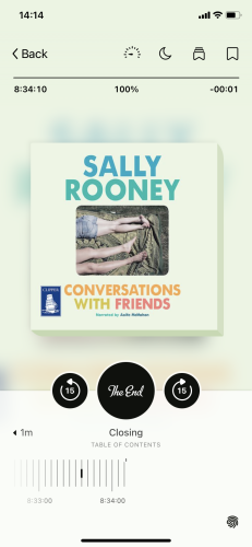 screenshot of Libby-app with the cover of Conversations with Friends by Sally Rooney