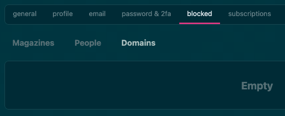Kbin.social, Profile > Settings > Blocked, Domains tab. It's unclear how you would block a domain on the platform.