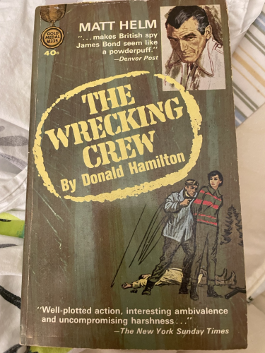 Cover of The Wrecking Crew by Donald Hamilton. Vintage art. 