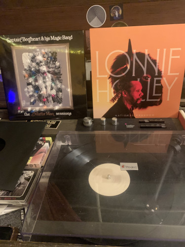 Lonnie on the turntable with Beefheart laid to rest beside 