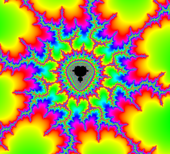 A fractal image of the Mandelbrot set. The technical data follow:

imageHeight: 1000
imageWidth: 1100
iterationsMax: 10000
scale: 901775360
xCenter: -1.3670576859352201
yCenter: 0.07342275859311567
yY: 0