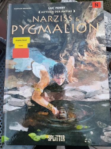 Cover: Narziss & Pygmalion, aus der Reihe Mythen der Antike, von Luc Ferry. Von Clotilde Bruneau, Zeichnung Diego Oddi