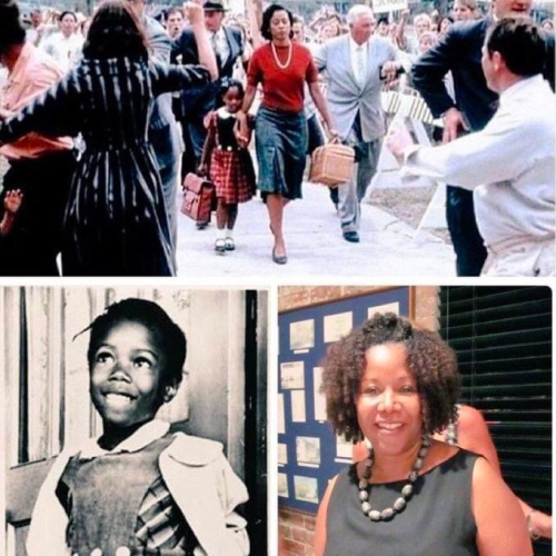 Photos of Ruby Bridges as a child and then as an adult today. 