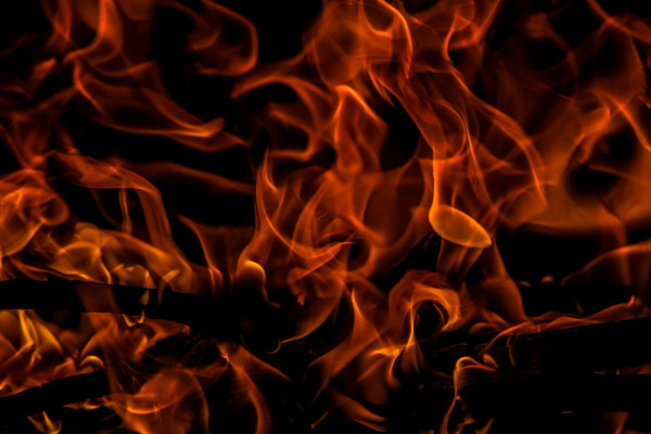 Closeup photo of flames on a black background