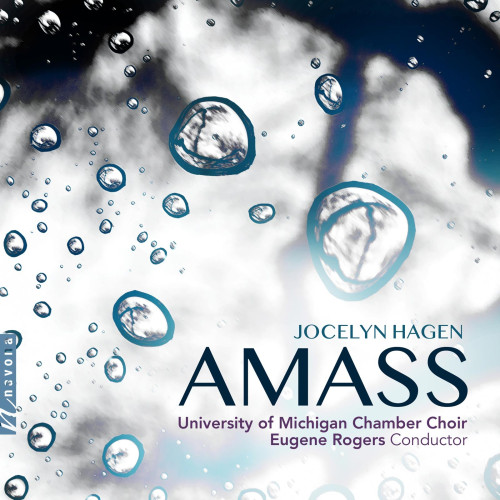 Cover of Jocelyn Hagen’s Navona Records album “Amass”, featuring a graphic with drops of water.