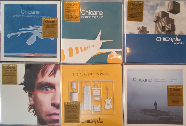 Chicane Collection comprising of 6 vinyl. Far From The Maddening Crowds, Behind The Sun, Giants, Thousand Mile Stare, The Whole Is Greater Than the Sum Of Its Parts, The Place You Can't Remember The Place You Can't Forget 