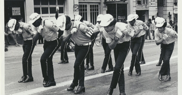 The Local 10 Drill Team, 1972. Courtesy of Captain Josh Williams and ILWU Archives