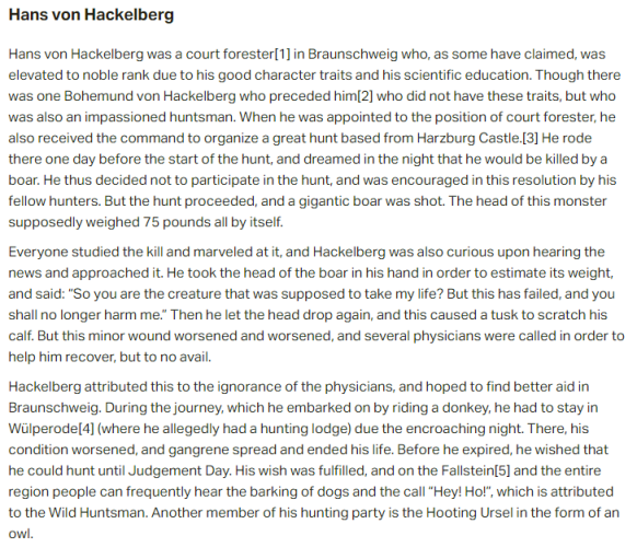 Part 1 of German folk tale "Hans von Hackelberg". Drop me a line if you want a machine-readable transcript!
