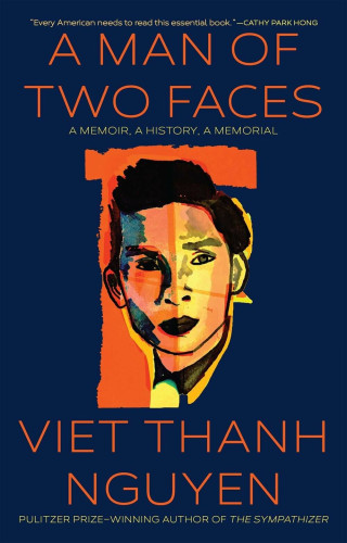 The book cover: painted face against a dark blue background.