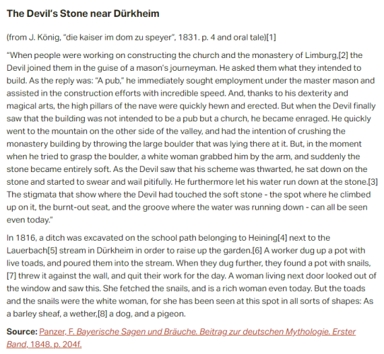 German folk tale "The Devil’s Stone near Dürkheim". Drop me a line if you want a machine-readable transcript!