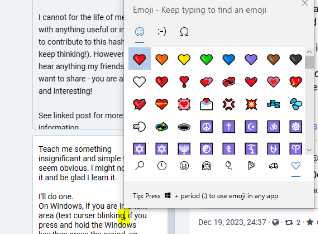 screen grab of this  toot post being created with the Windows emoji keyboard open