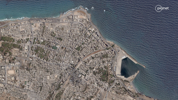 Satellite view of an intact Derna, 2 September