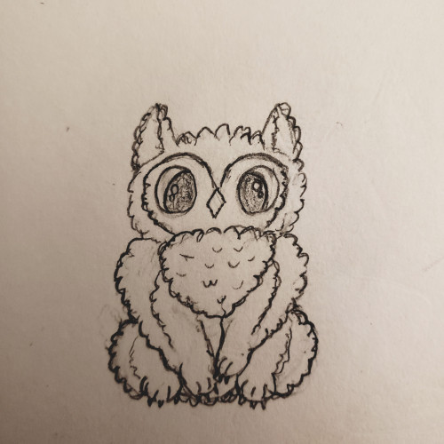 A pencil drawing of an Owlbear