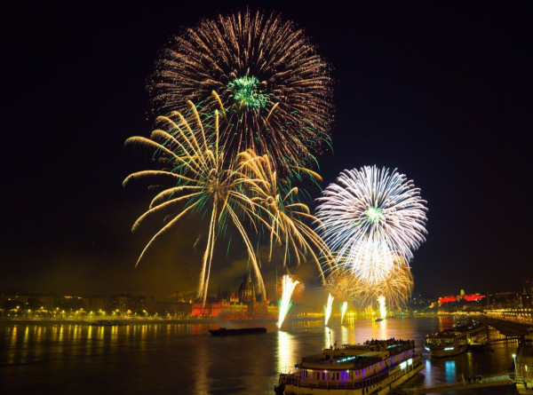 Fireworks in Budapest over the danube