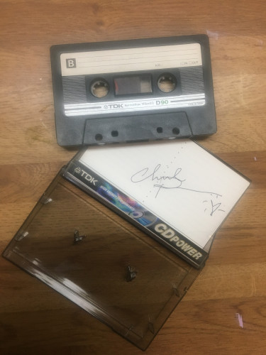 A C90 cassette with the liner signed by Chuck Prophet with a dinky little heart. 