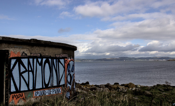 Cramond: Island of Punk graffitti on disused bunker.