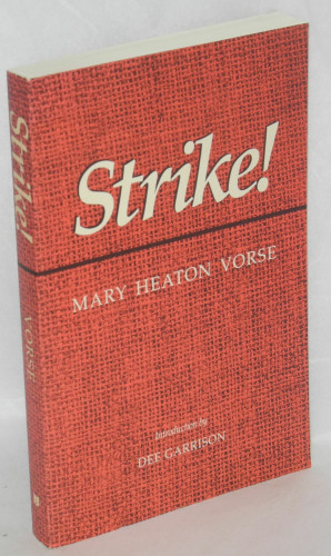 Book cover for "Strike!" by Mary Heaton Vorse, plain lettering against a orange background.