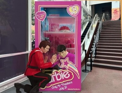À photo of spock in a barbie box and kirk outside recreating the iconic scene of The Wrath of Khan. 