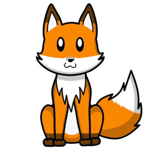 Icon of mine. It's a drawing of a red fox sitting on all paws with fluffy red tail ended with a white tip. Very UwU :3